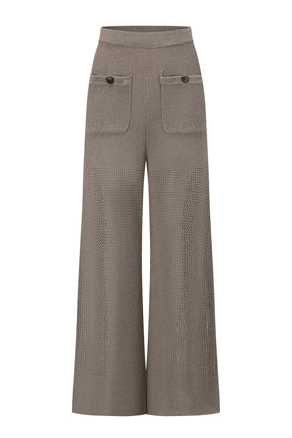 INTO THE EAST 25 Autumn/Winter Khaki/Black Knitted Hollow Straight Pants ITE-E1DGSS020GY20PT-KQH Khaki (E1DGSS027CM20PT)